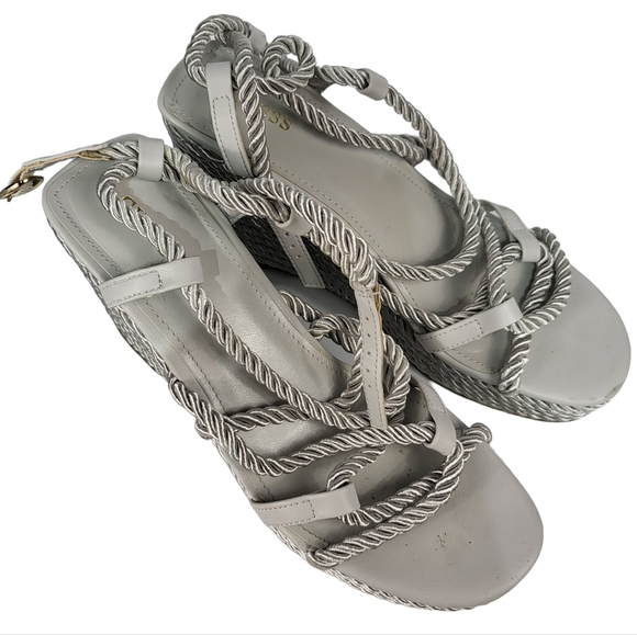 Guess Netesha Rope Espadrille Wedge Sandals Light Grey 8 - Picture 3 of 4